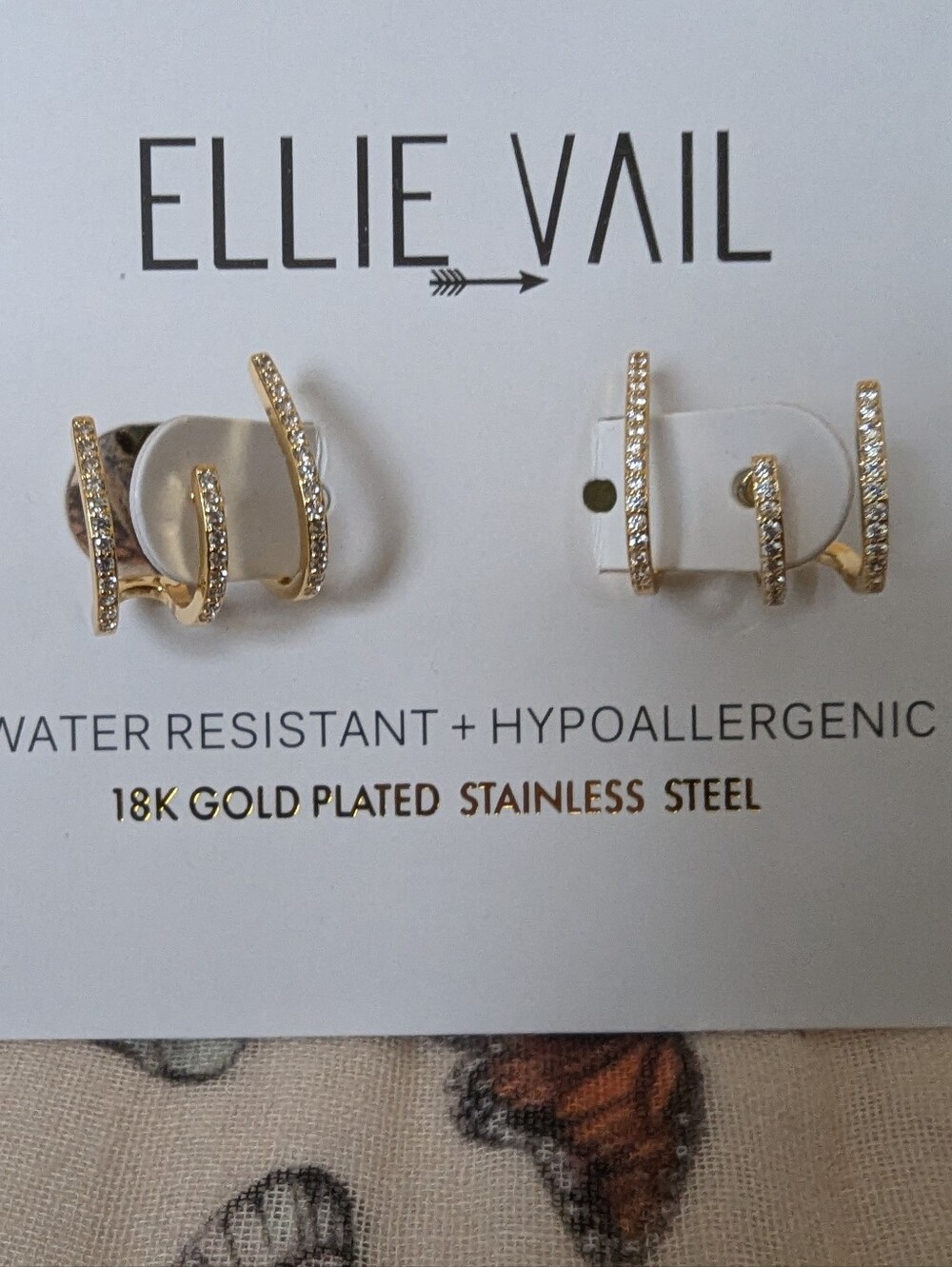 NWT Ellie Vail Cubic Zirconia Climber Earrings in Gold